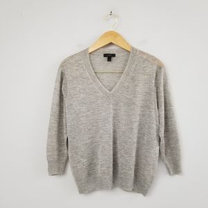 J Crew Metallic Silver Sheer Sweater Blouse